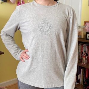 Ralph Lauren Active Grey Embroidered Logo Long Sleeve T-Shirt